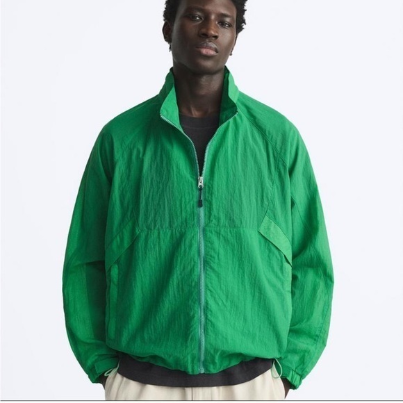 NWT Zara men’s packable windbreaker jacket green 4575/400